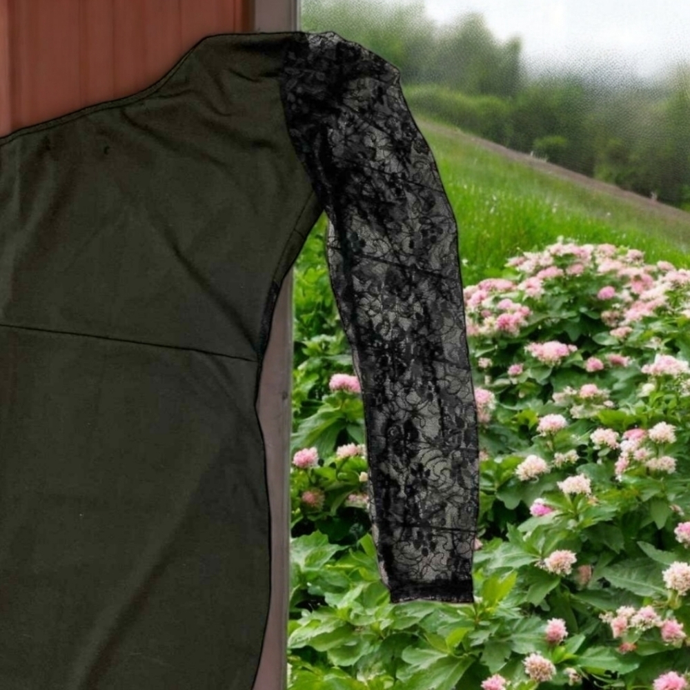 CBR Chic Boutique Rose Women's Black One Shoulder Lace Dress , size  L